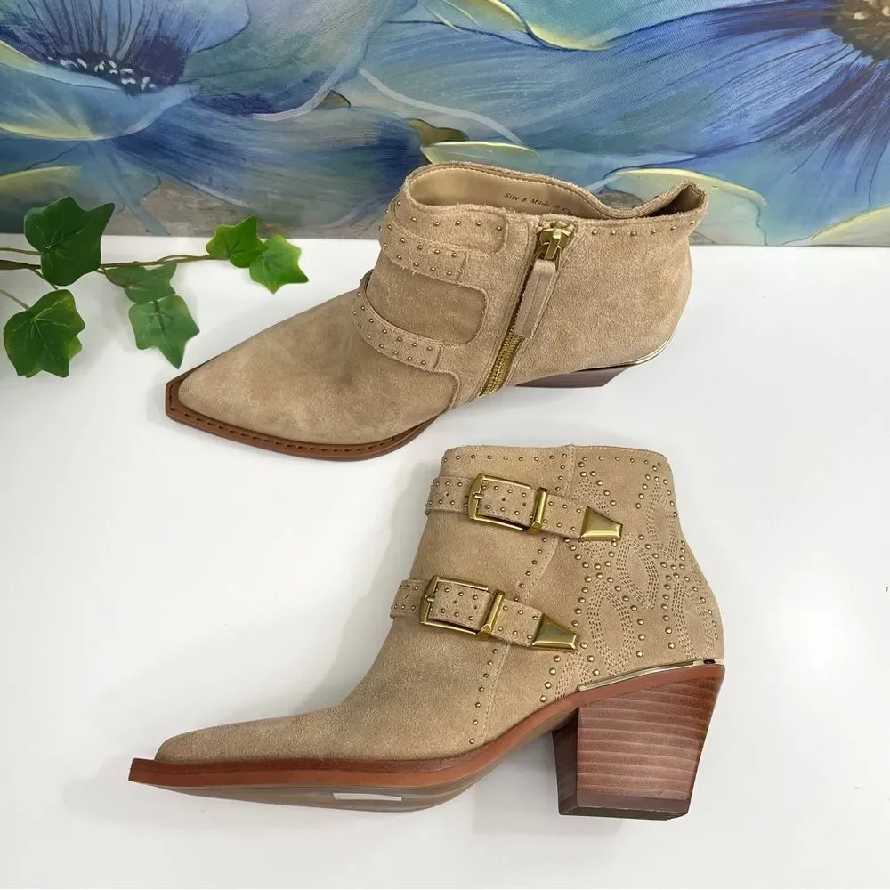 New Dolce Vita Ronnie Western Bootie in Camel Suede Size 6